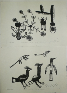 Top: Ancestors, Bull And Water Insect Bottom: Four Birds And An Animal by Qmao