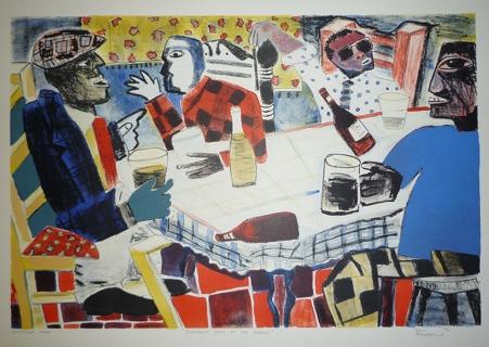 Discussing Jazz At The Shabeen by Sam Nhlengethwa
